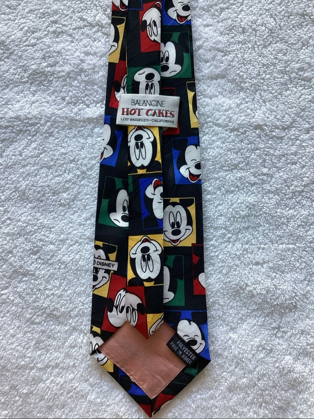 Hot Cakes Mickey Mouse Multicolor Cartoon Square Pattern Tie